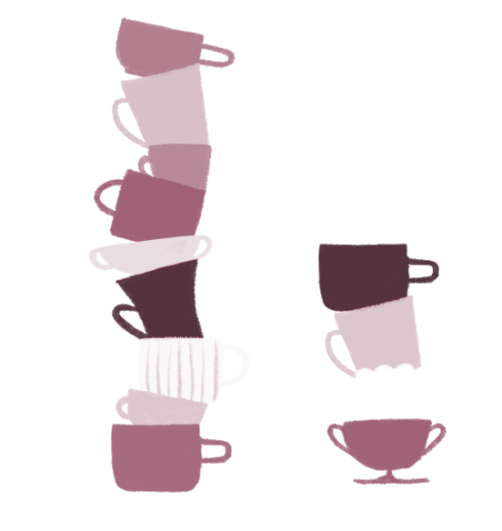 Ilustración de una pila de tazas de café